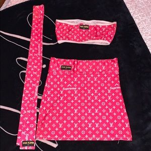 3 piece Lv Supreme skirt set GREAT QUALITY!